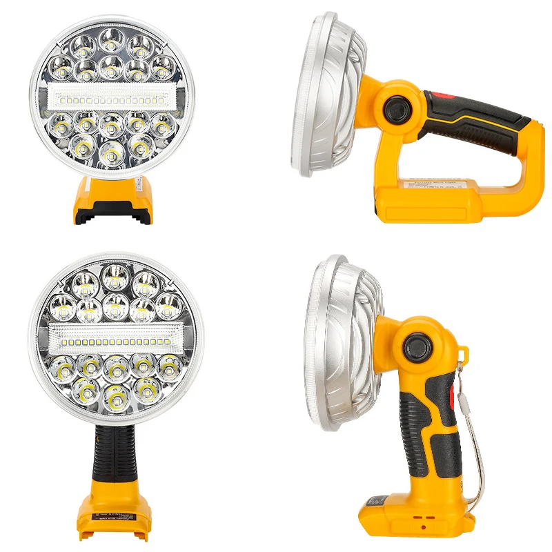 30W 2000LM LED Lighting Emergency Flashlight Rotatable Outdoor Lithium Night Fishing Lamp High Power For Dewalt 14.4-20V Battery