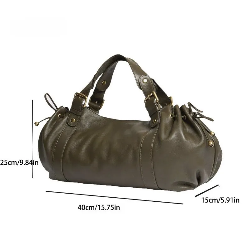 Women's Crossbody Simple Handbag Commuter Shoulder Boston Bag Stylish Versatile Work Bag Soft Polyester Interior image 6