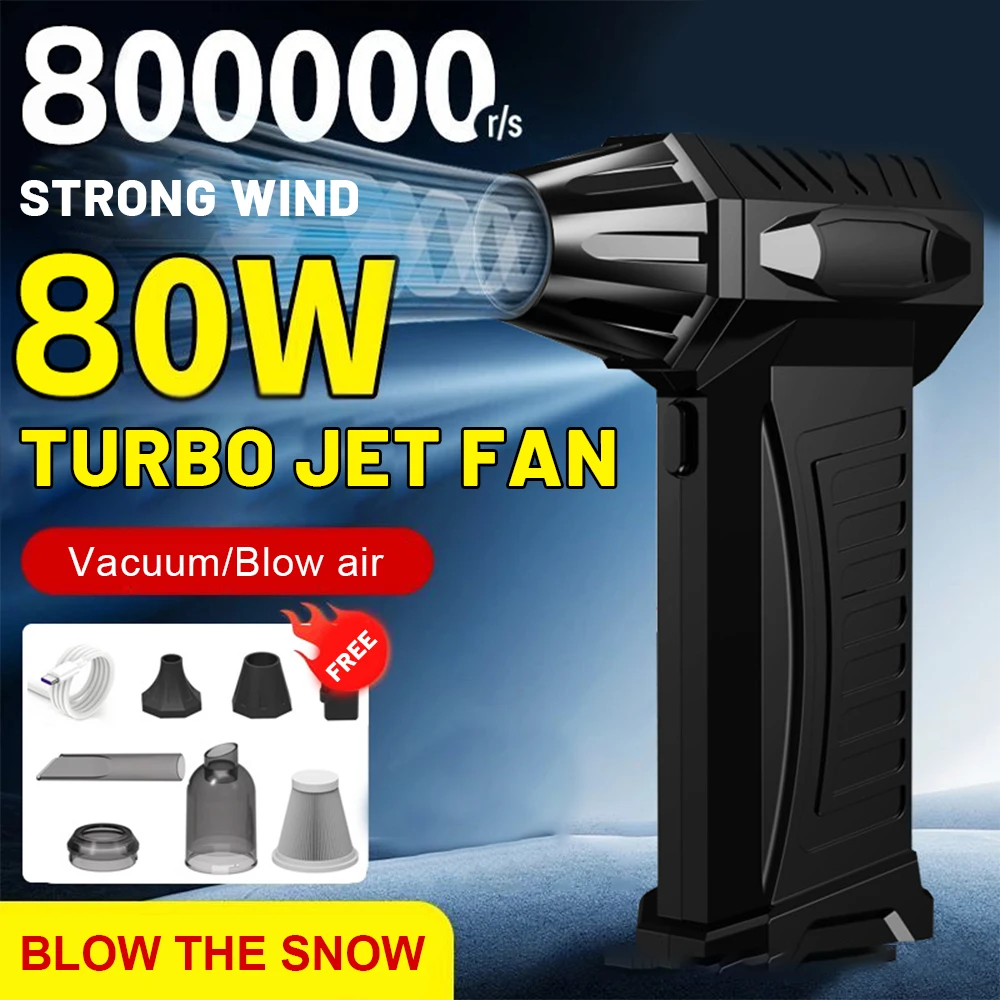 

Powerful 800000 RPM Turbo Fan Air Blower Portable Wireless Dust Cleaner TypeC Charging Brushless Jet Blower Outdoor Home Clean