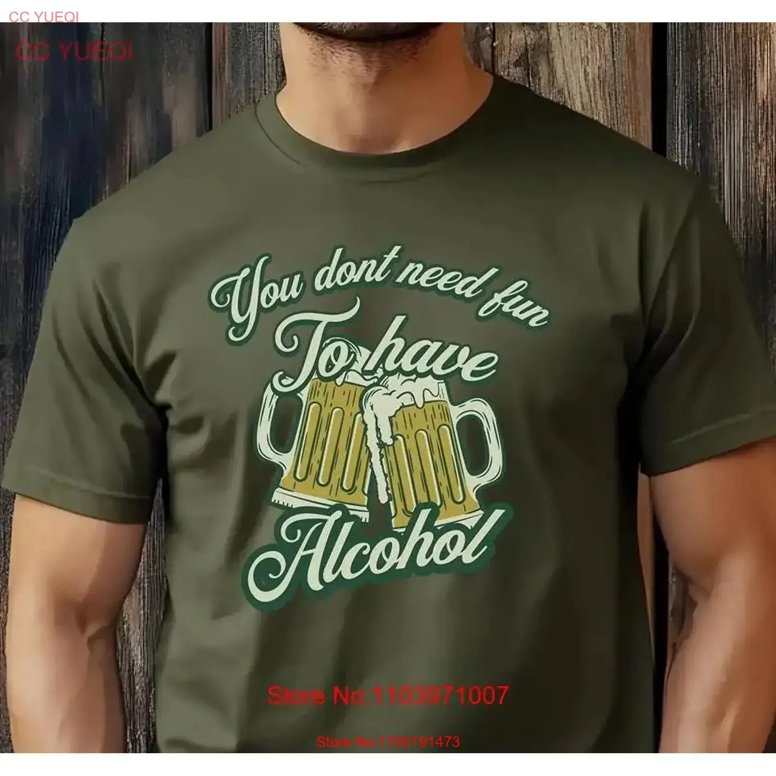 Funny Beer Design Heavy Cotton T Shirt You dont need fun to have Alcohol Humor Drinking Party Casual vintage Washed Stylish