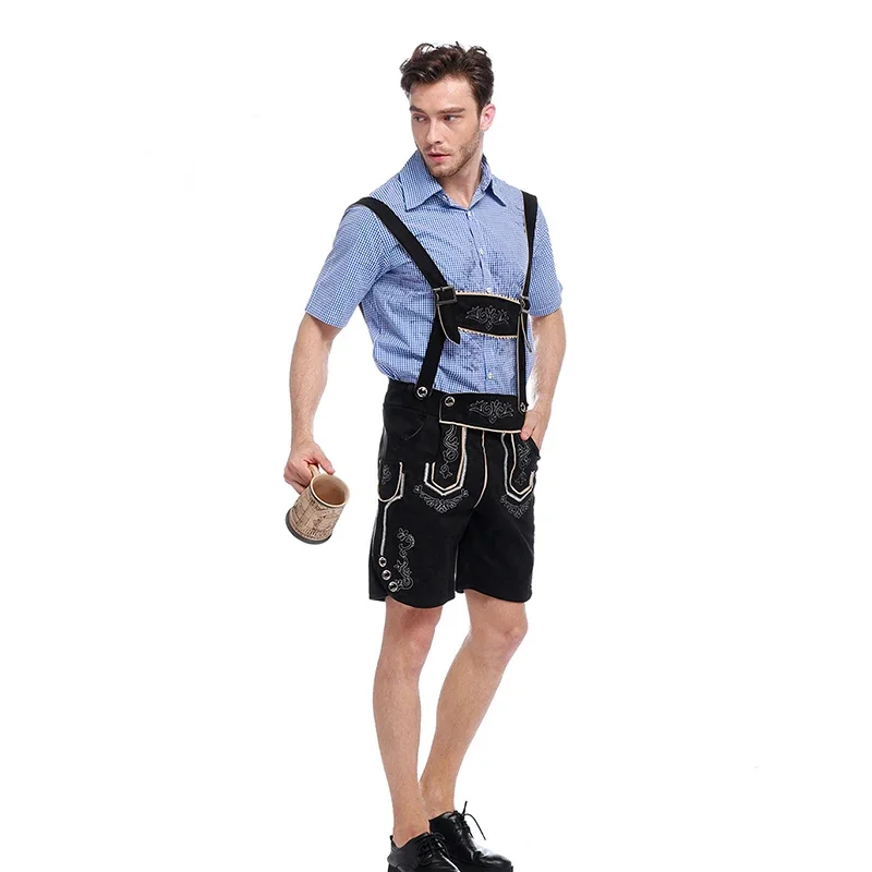 Genuine Leather German Beer Man Costumes Adult German Bavarian Oktoberfest Costume Men Halloween Cosplay Costumes