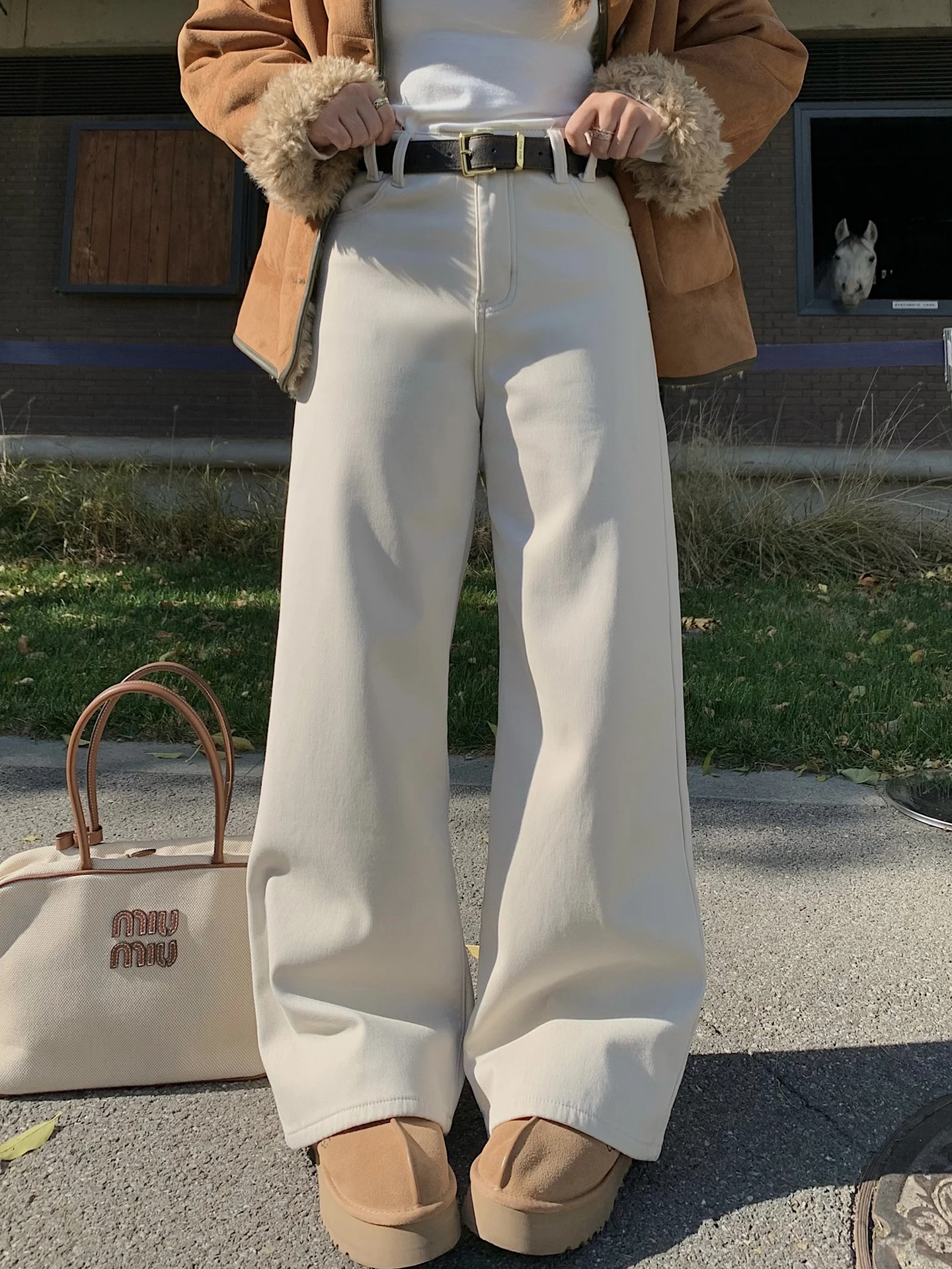 

Женские джинсы Herwear Thiened: теплые, облегающие, с высокой талией, свободного кроя, больших размеров, с подкладкой, прямые штанины