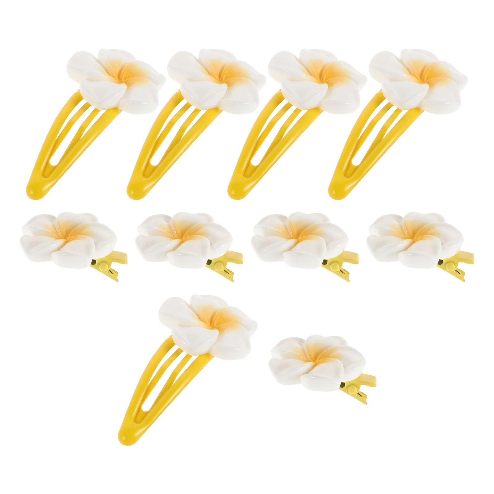 

10pcs Hairpins for Women Girls Toddler Baby Floral Decorative Accessories Yellow Plumeria Clips Hair Claw Barrette