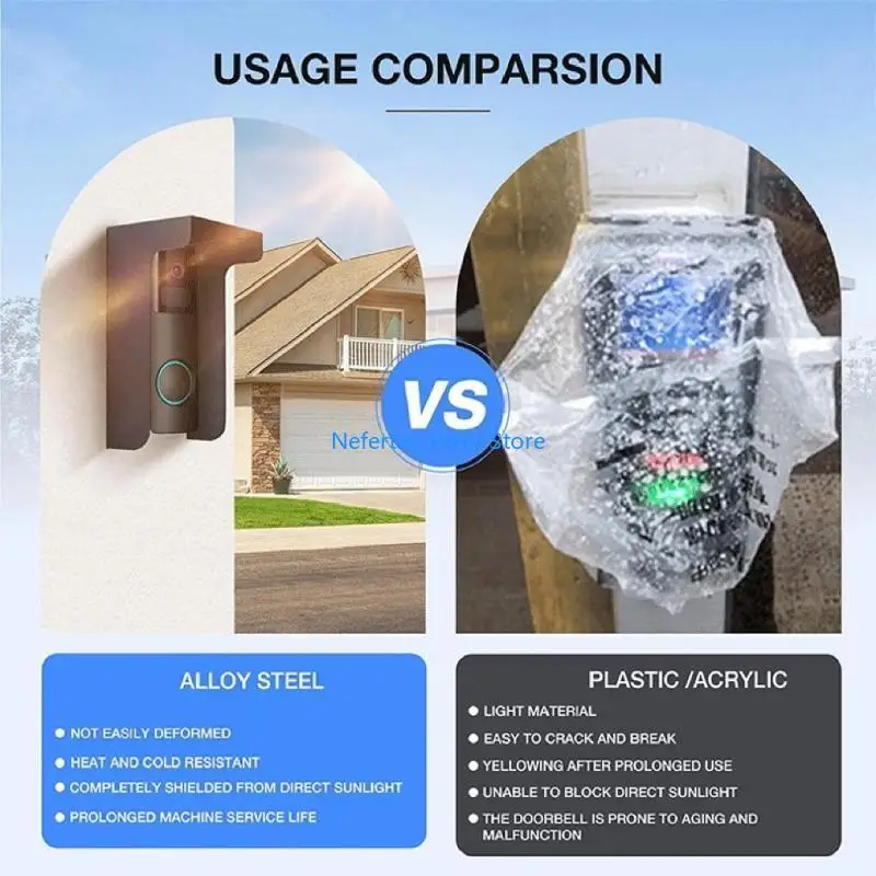 A9BD Secure Rings Doorbell Rack Rack Stand sem necessidade perfuração regiões chuvosas