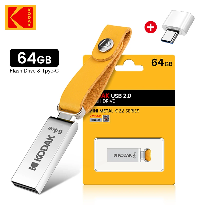 Kodak k122 Metall-Flash-Laufwerk USB 2,0 Pen drive 32GB 64GB 128g Mini-U-Disk-Speicher USB2.0 Hoch geschwindigkeit für PC-Autos Lanyard