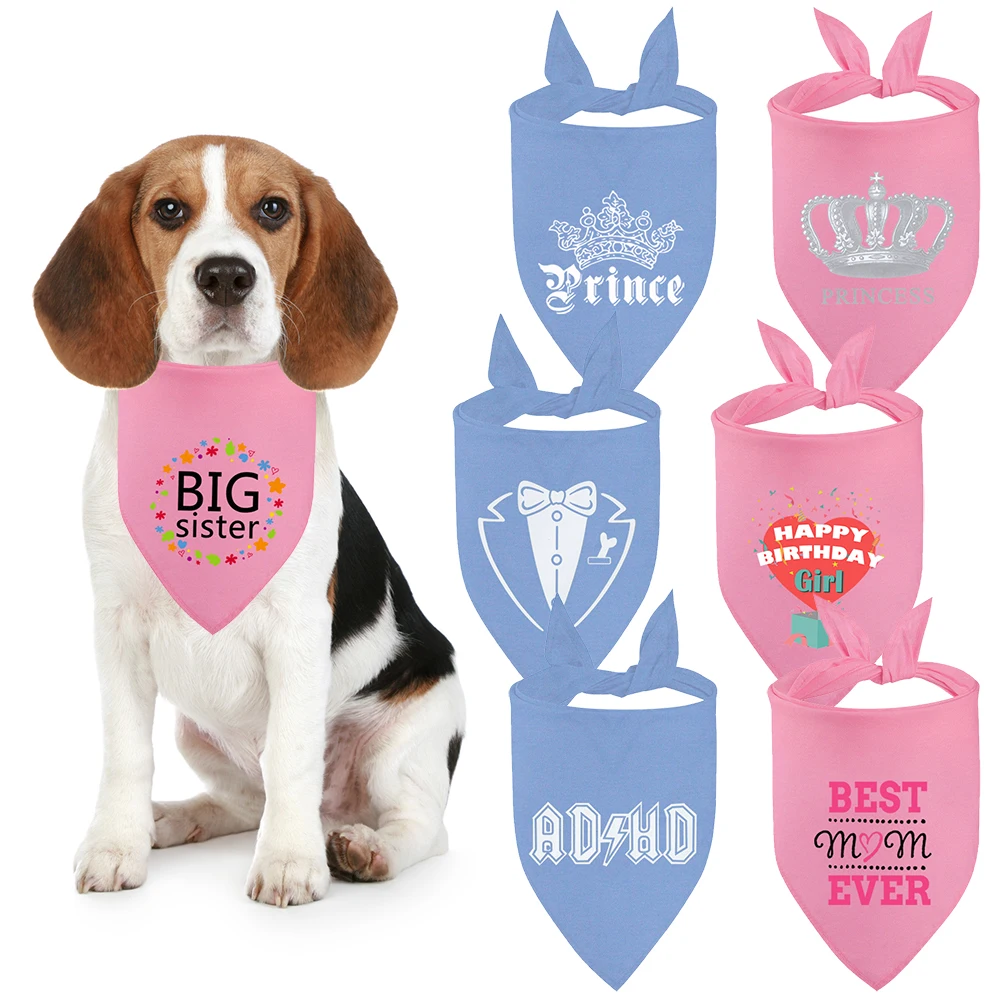 Adjustable Dog Bandana Crown Bowtie Birthday Celebrate Pet Scarf Cute Neckerchief For Puppy Dog Cat Pet Bibs Pet Scarf Accessory