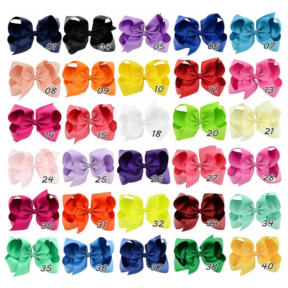 2Pcs Newborn Grosgrain Ribbon Solid 6Inch Hair Bows with Clip for Girls Hair Clips Hairpin Barrettes Kids Baby Hair Accessories