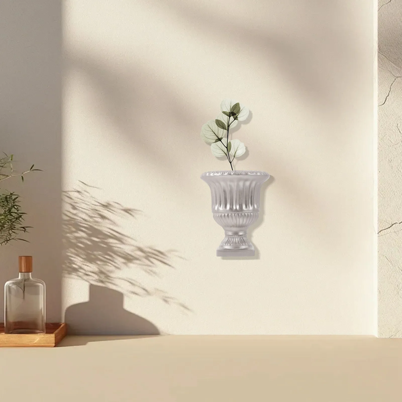 Wall Mount Half Vase Gypsum Planter Artificial Flower Holder Decorative Vintage Flower Wall Art Canvas French Country 3D Floral