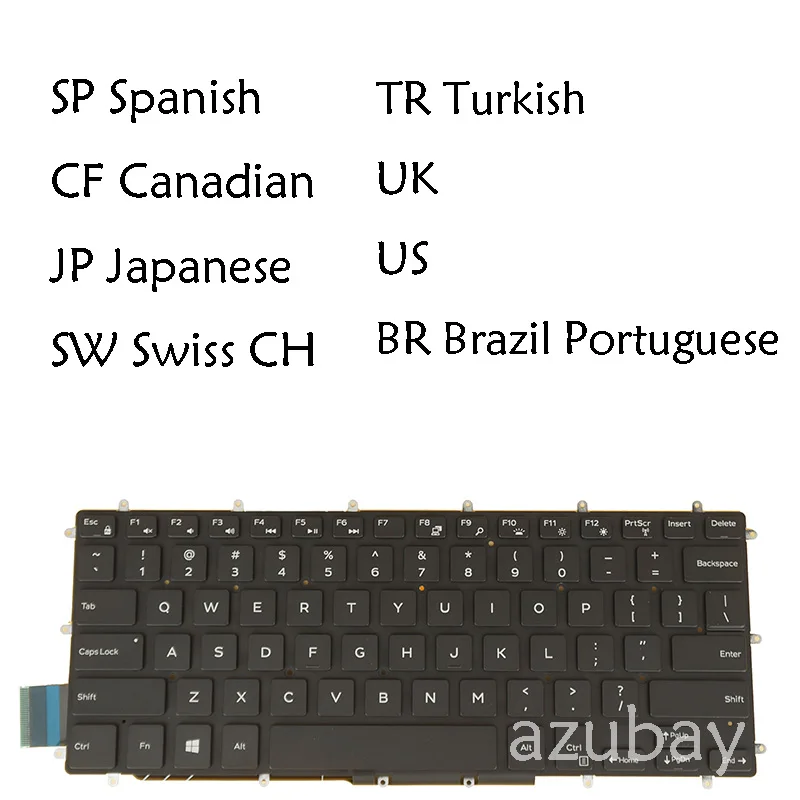 Backlit Keyboard for Dell Inspiron 13 7375 2in1, 7378 2in1, 15 5568 2in1, 5578 2in1, 5579 2 in 1, 7560 SP CF JP SW TR UK BR US