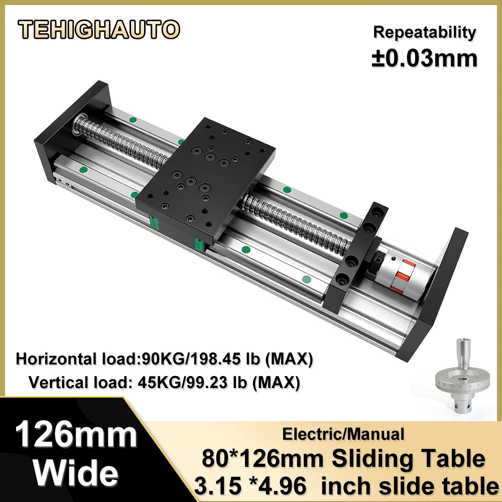 80mm Wide 90Kg Load CNC Sliding Table Linear Guide Rail Table Heavy Duty Nut Ball Screw SFU1605 Guide Rail Single Axis Robot