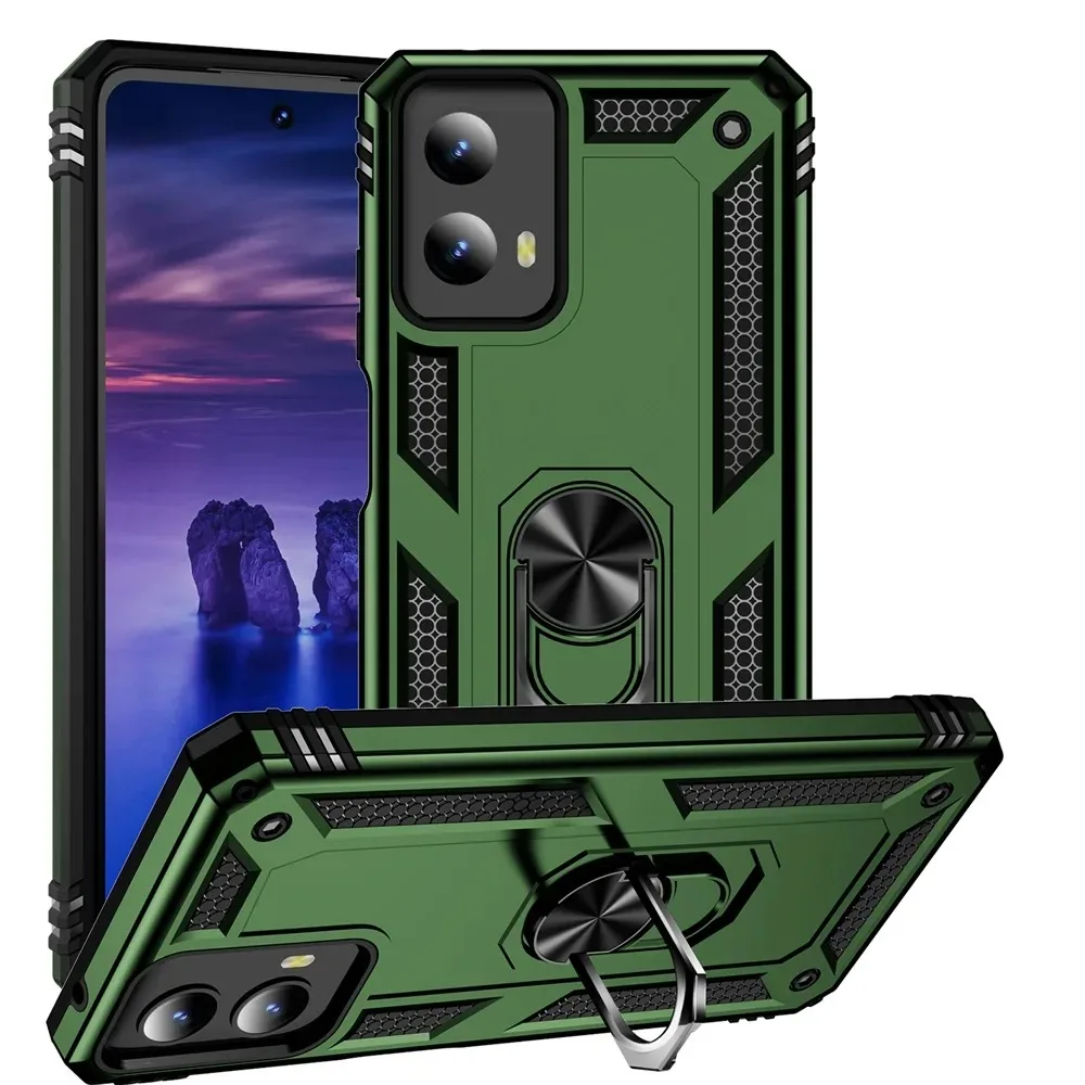 Hybrid Heavy Duty Armor Stand Case for Moto G Play 5G 2024 Otter Case Box Ring Holder Hard Shockproof Bracket Rugged TPU Cover