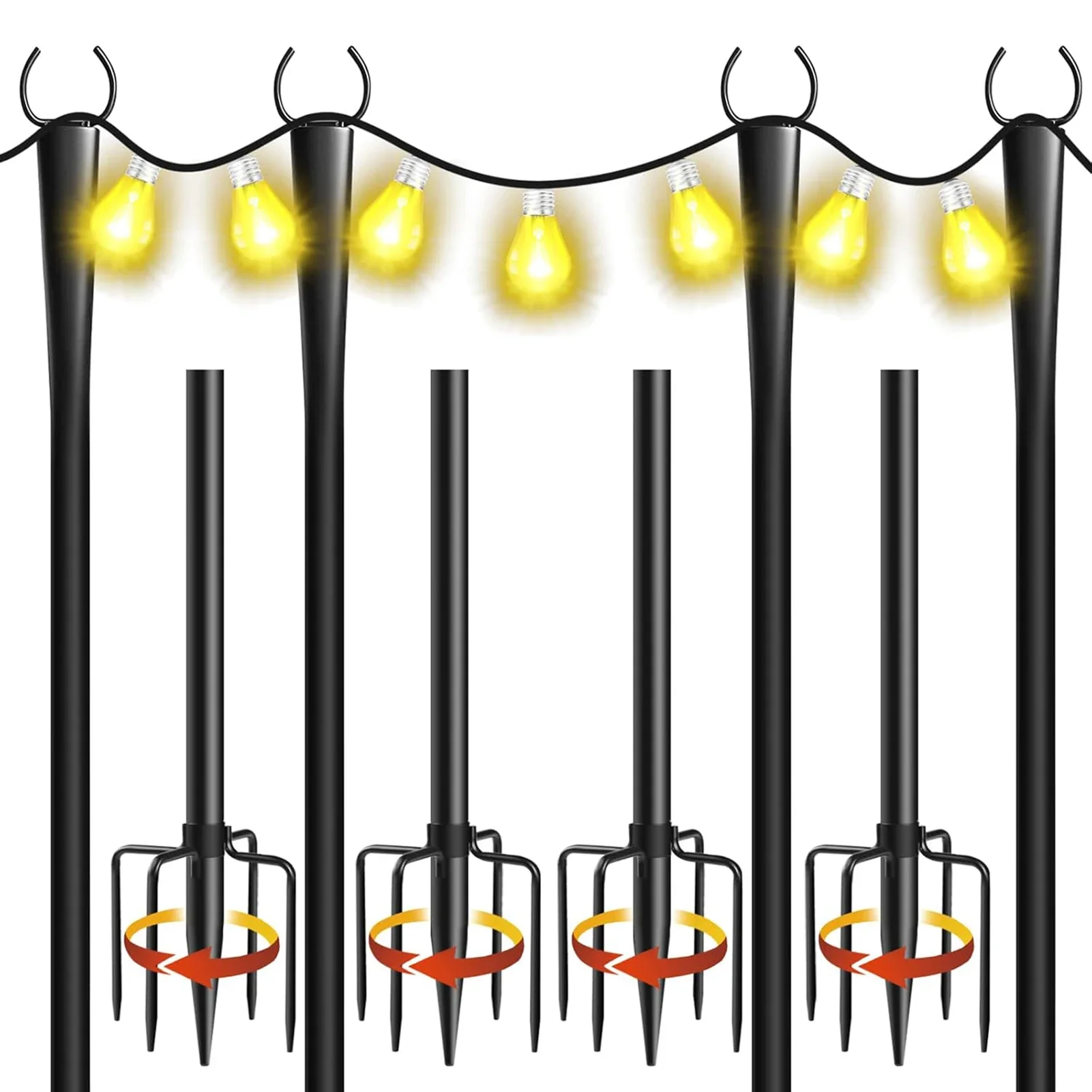 Portable Lamp PoleOutdoor Lamp Holder Lamp Support Pole Balcony Pole Adjustable Wrought Iron Layout Garden Gardening Supplies