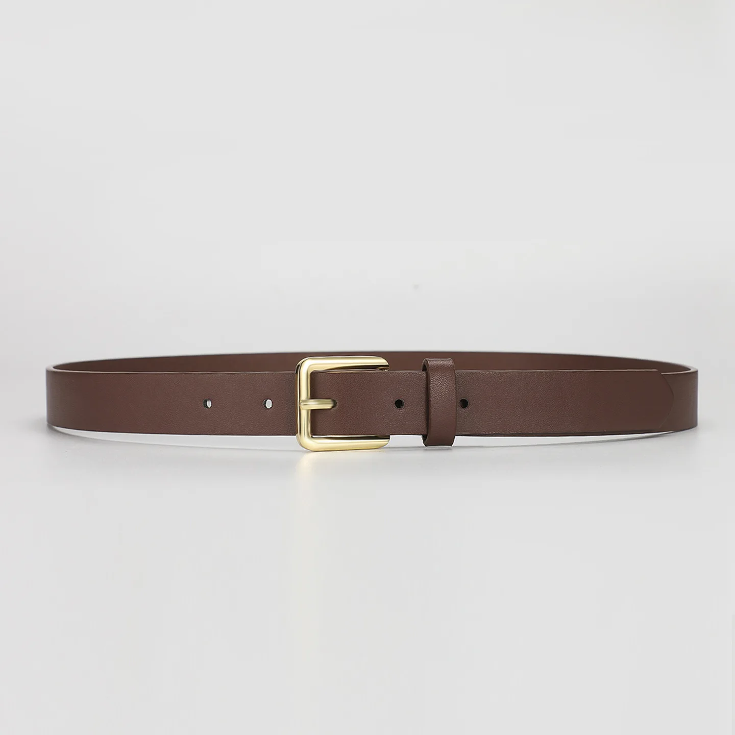 Women PU Leather Square Pin Buckle Belt Delicate Grain Rust‑Proof Metal Component Simple Elegant Contour Urban Ladies Styling