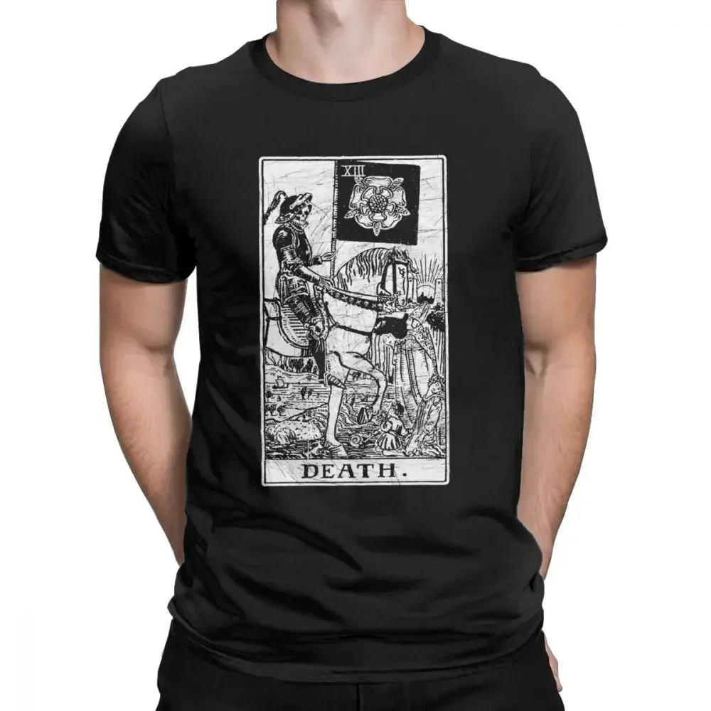 Men T-Shirt Death Tarot Card Major Arcana Fortune Telling Occult Cotton The Magician Empress T Shirt Oversized Short Sleeve 2024