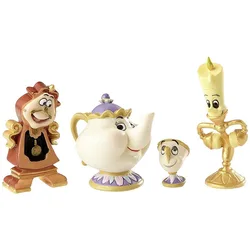 Figuras de Acción de La Bella y La Bestia de Herocross disney, 4 piezas, candelabro, tetera, taza, Cogsworth, juguetes de Decoración, regalo