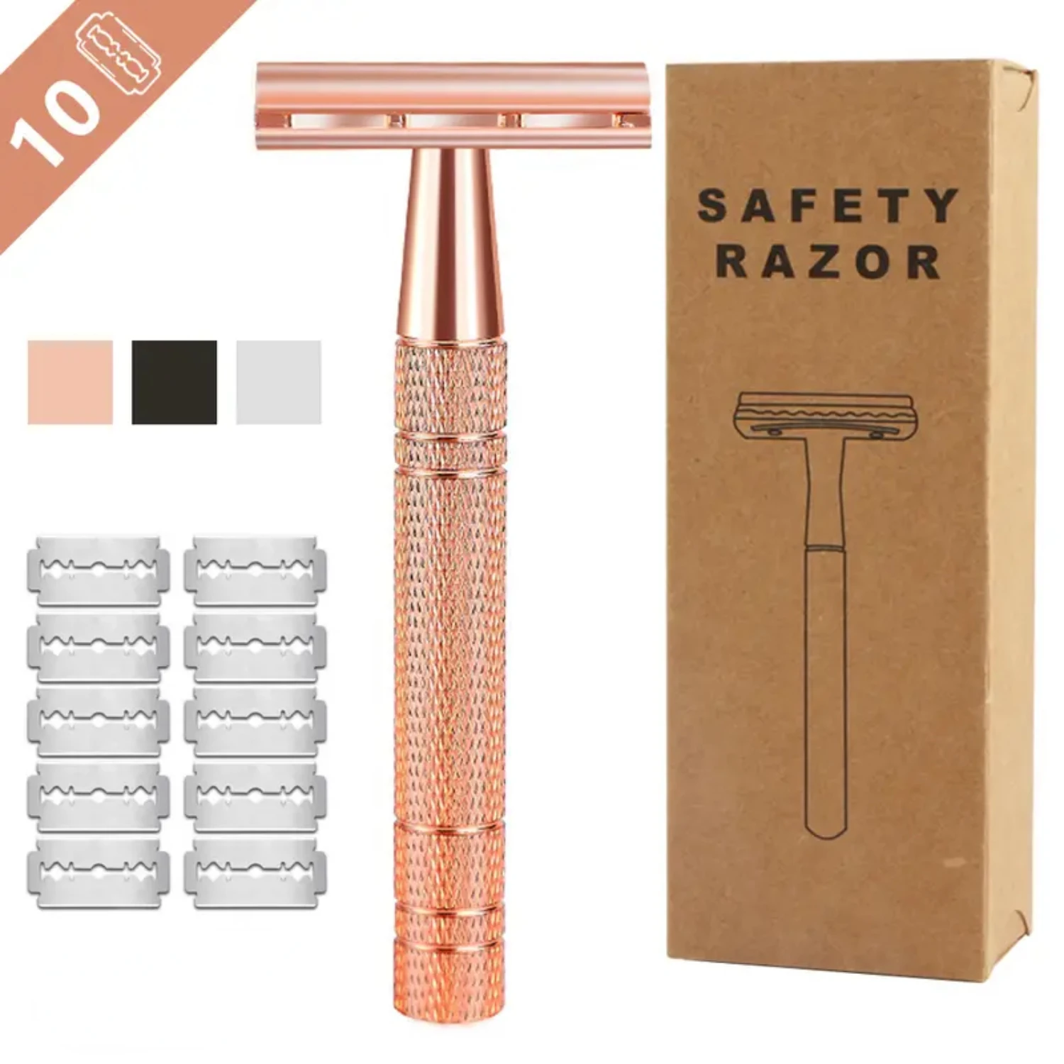 Экологически чистая мужская металлическая бритва для бороды с 10 лезвиями, женская безопасная бритва для гладкого бритья, многоразовая и придающая боль
