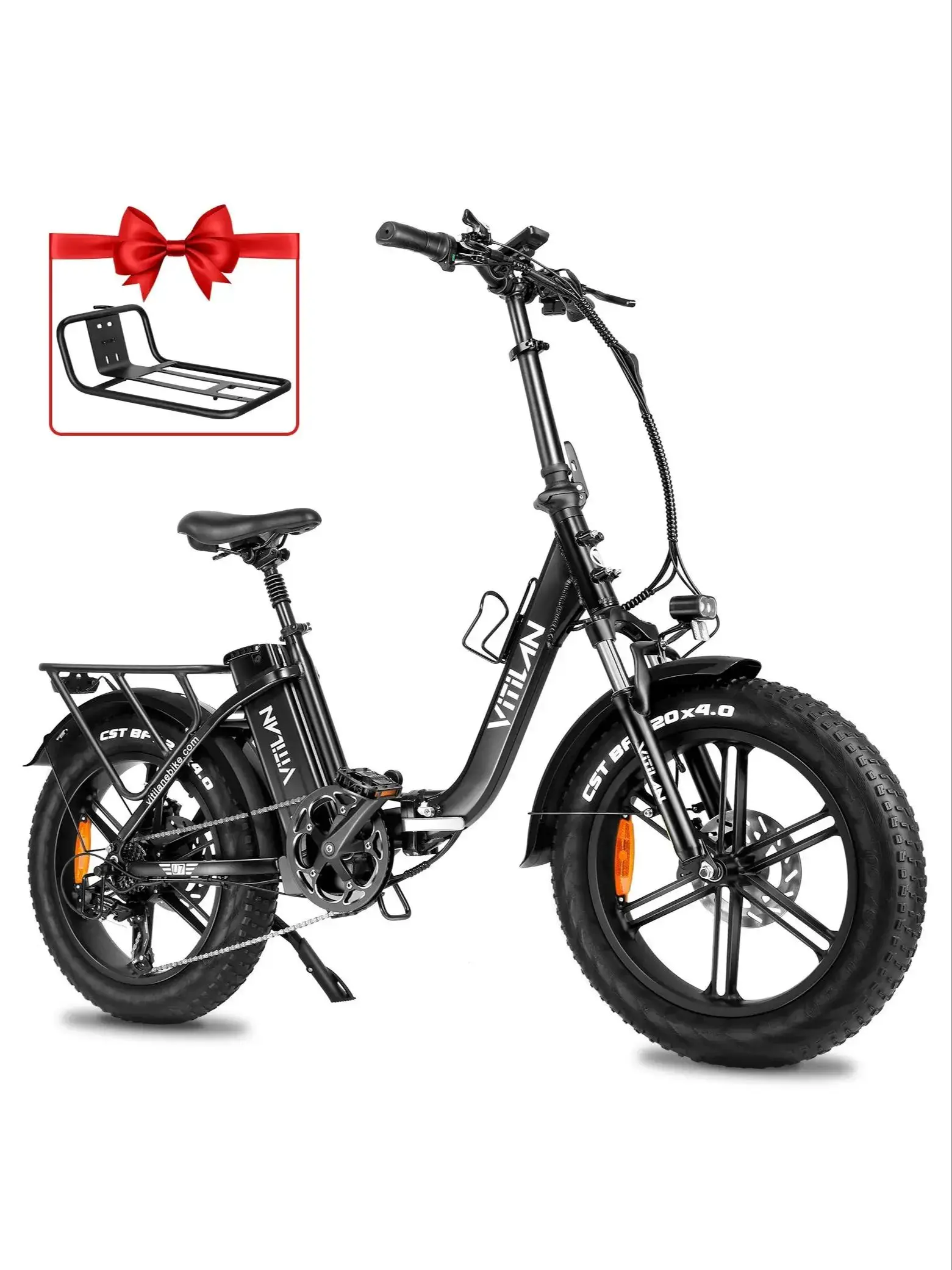 AliExpress Vitilan-U7 2.0 Electric Bike for Adults 750W Folding Mountain Electric Bike 48V20AH 20 Inch Fat Tire Off Road Electric Bike