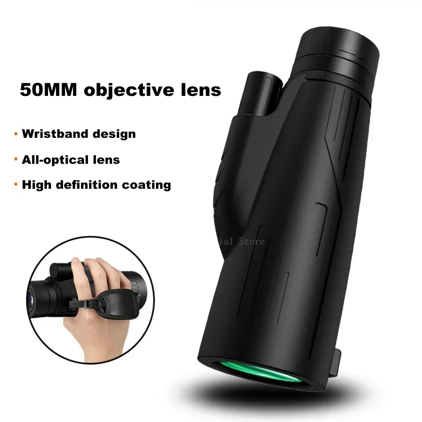 5000M Powerful Monocular 12x50 Monocular Long Reach Portable Telescope High Magnification Professional for Camping Telescopios G