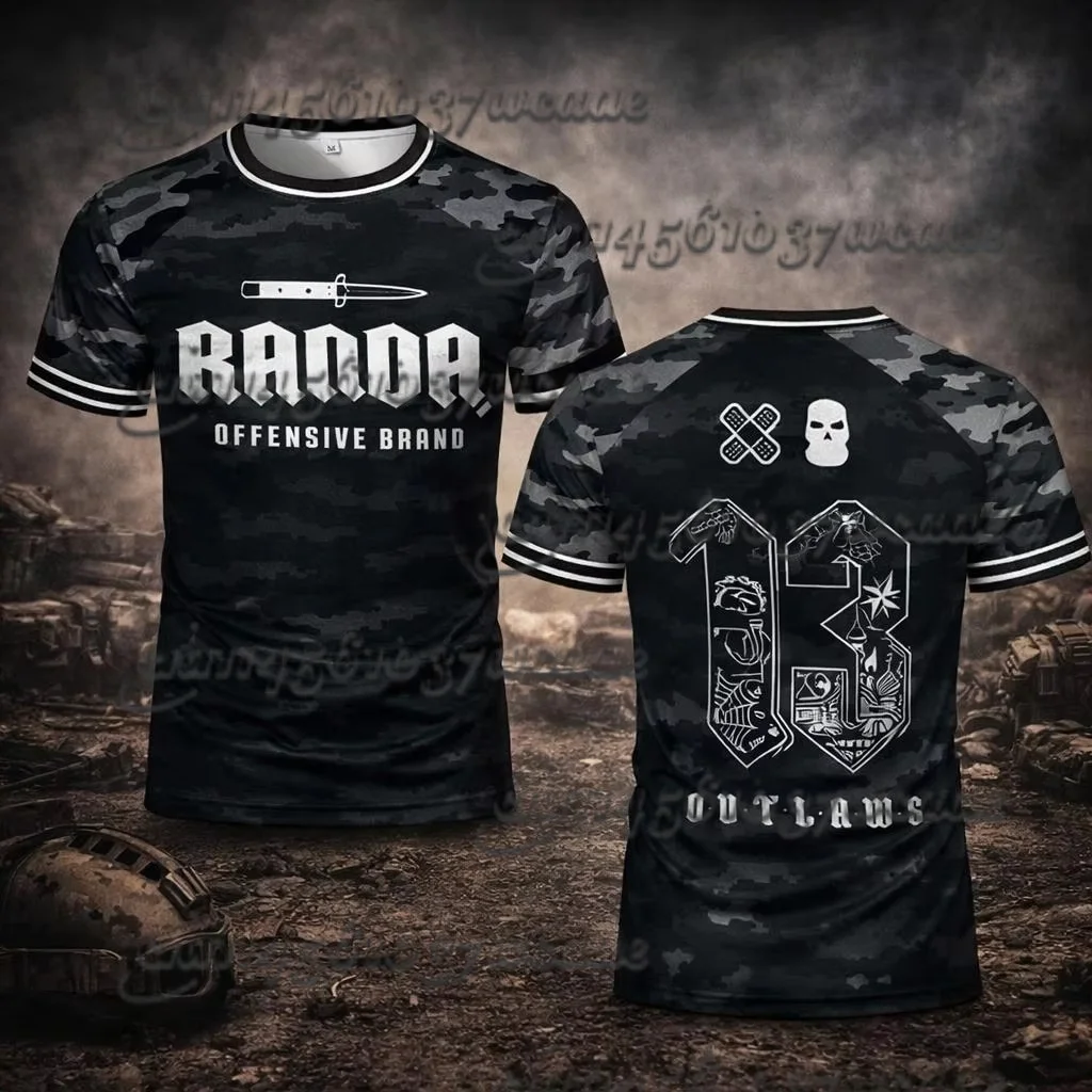 Randa Gothic Tactical Unisex T-shirt Breathable Combat-Style Outdoor Crew Neck Short-Sleeve Top for Men Family Matching