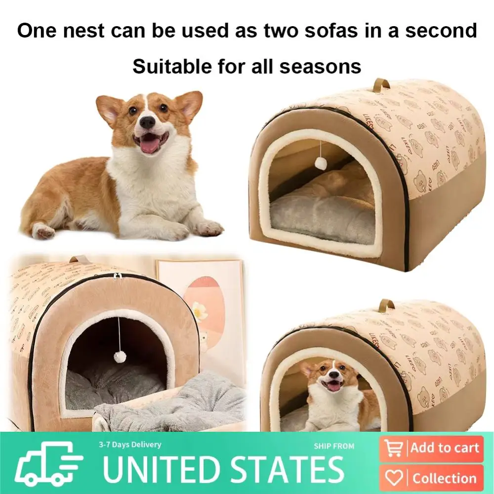 

Гнездо для кровати для собак, съемное плюшевое хлопковое укрытие для щенков, моющаяся мягкая палатка, дом для собак, удобное гнездо для кошачьего домика для средних собак, кошек