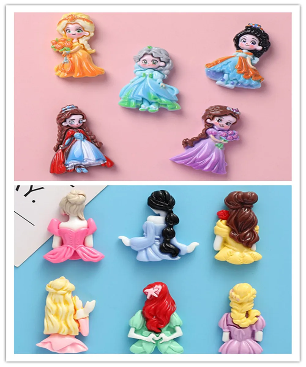 

100 Kawaii Cartoon Princess Series Flat Back Resin DIY Crafts Scrapbooking Cabochons Headwear Embellishments Accessories