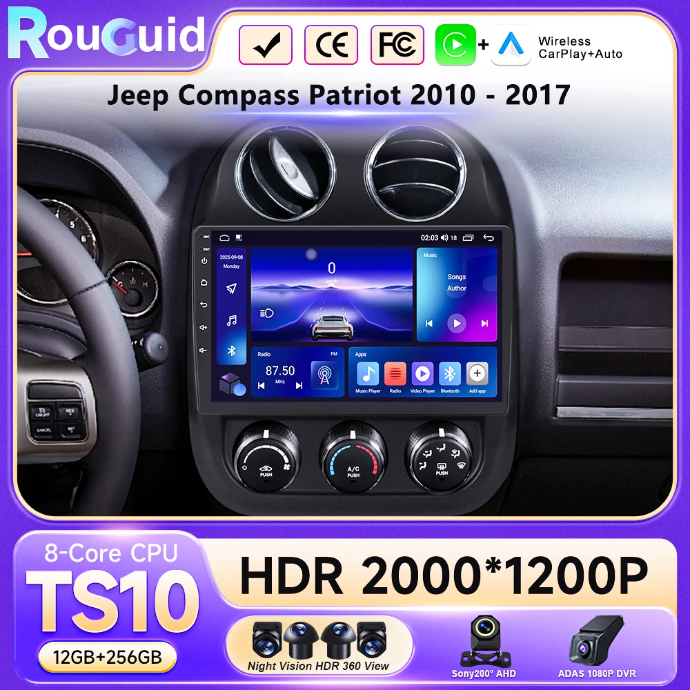 

Car Android 16 For Jeep Compass Patriot 2010 - 2017 Auto Radio Multimedia Player Autoradio Stereo GPS Navigation Carplay No 2din