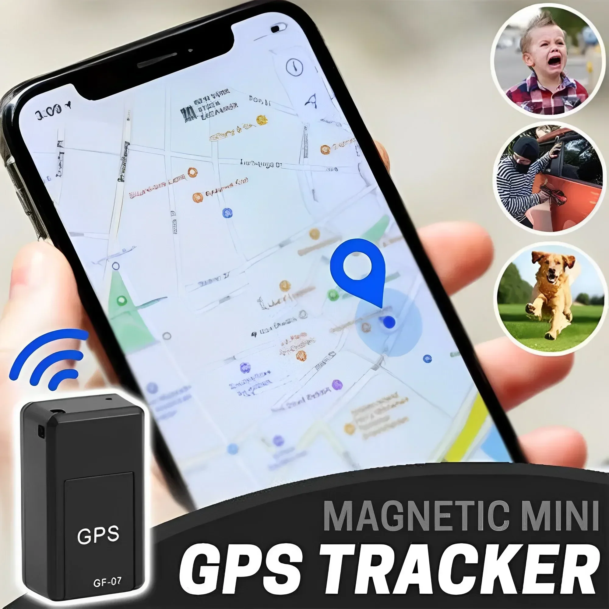 GF-07 Magnetic Car Tracker GPS Positioner Mini Real Time Tracking Magnet Adsorption Locator SIM Inserts Message Pets Anti-lost