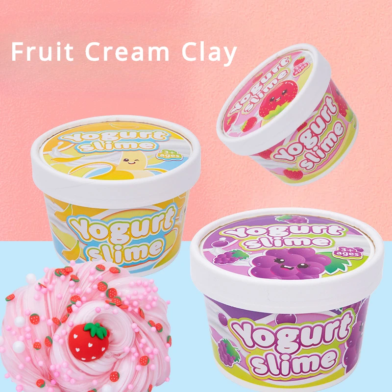 Fruit Cream Clay DIY Cake Cup Guka Ice Cream Glue with Fruit Accessories Crystal Mud Jelly Handmade Material Children's Gift