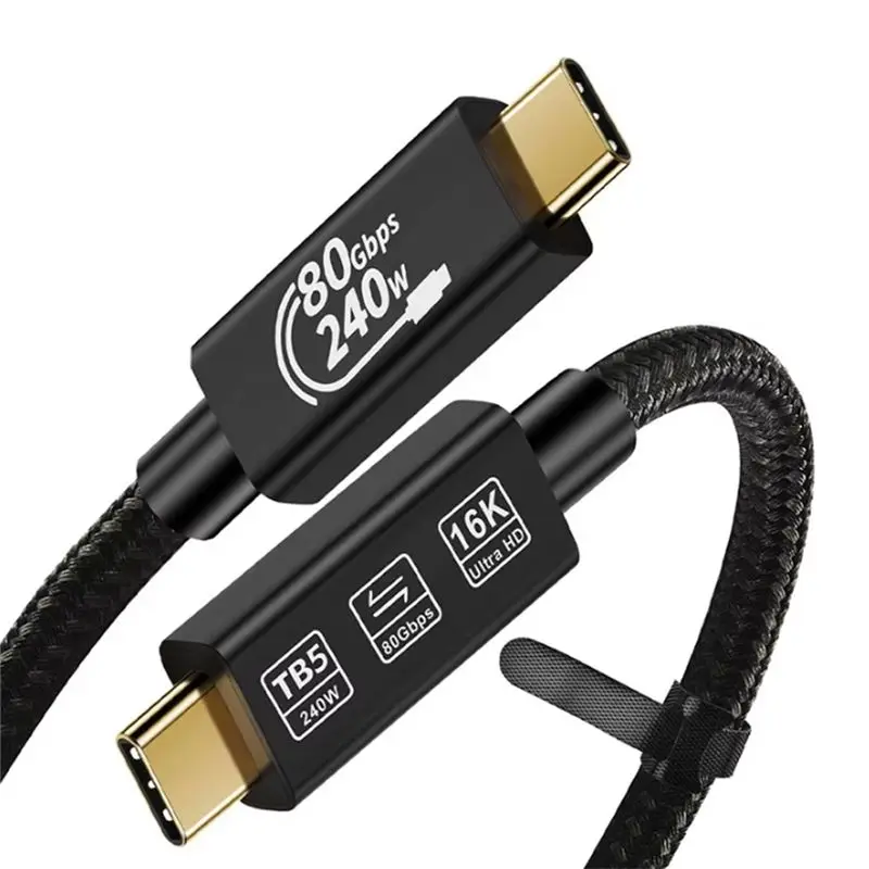 B04B-USB Type-C To USB-C Thunderbolt 5 Cable 4K/544Mhz 80Gbps PD 240W 16K Fast Charging For HUAWEI PC Laptop
