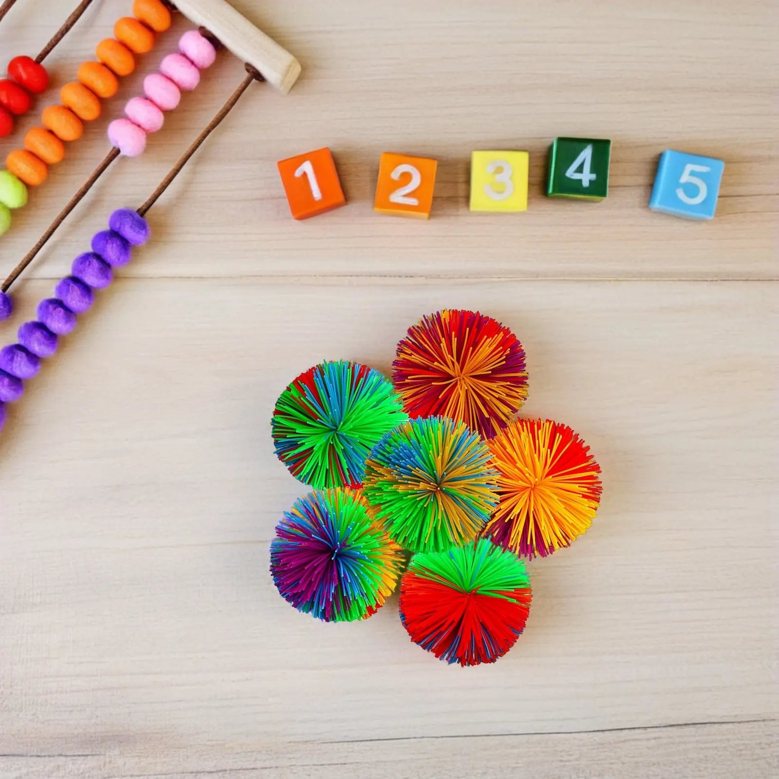 1Set Colorful Silicone Stringy Balls 60Mm Soft Lightweight Stress Relief Sensory Fidgets Ball Multipurpose Playing
