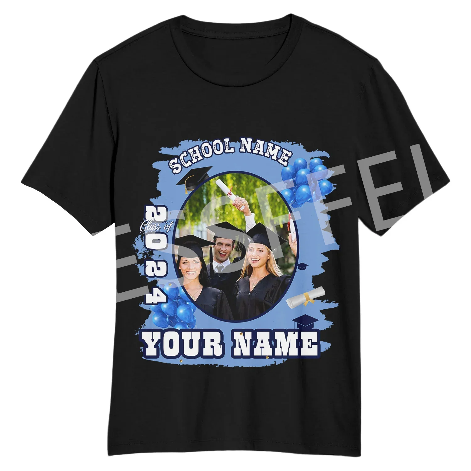 Custom Name Photo Customization Graduate Students Graduation Ceremony Shirts Retro 3DPrint Summer Casual T-Shirt Short Sleeves A