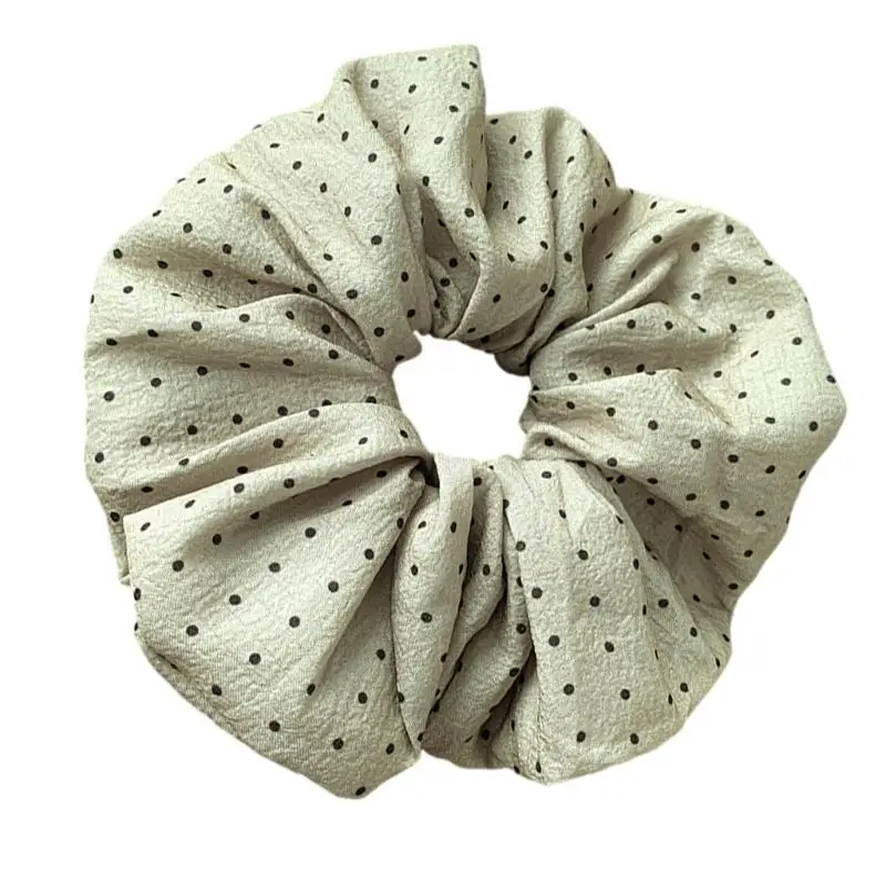 A52E Gentle Elegant Dot Pattern Scrunchies Soft Elastic Hair Ties For Women Girls