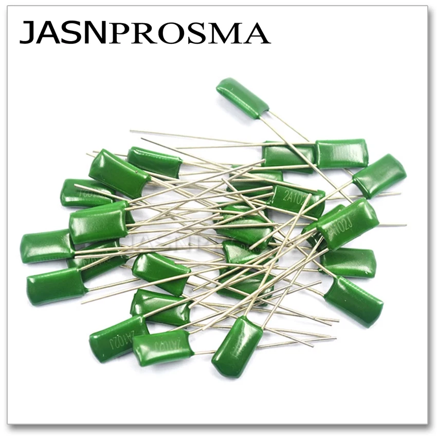 JASNPROSMA 1000PCS 100V 2A821J 2A102J 2A122J 2A152J 2A182J 1NF 1.5NF 1.8NF 102J 122J 182J 2A 5% Polyester poly Film capacitor