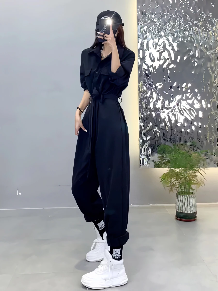 Ele Bla-mono de trabajo para mujer, pantalones de pierna ancha holgados, pantalones largos de cintura alta, nuevo efecto adelgazante Sle para primavera y otoño