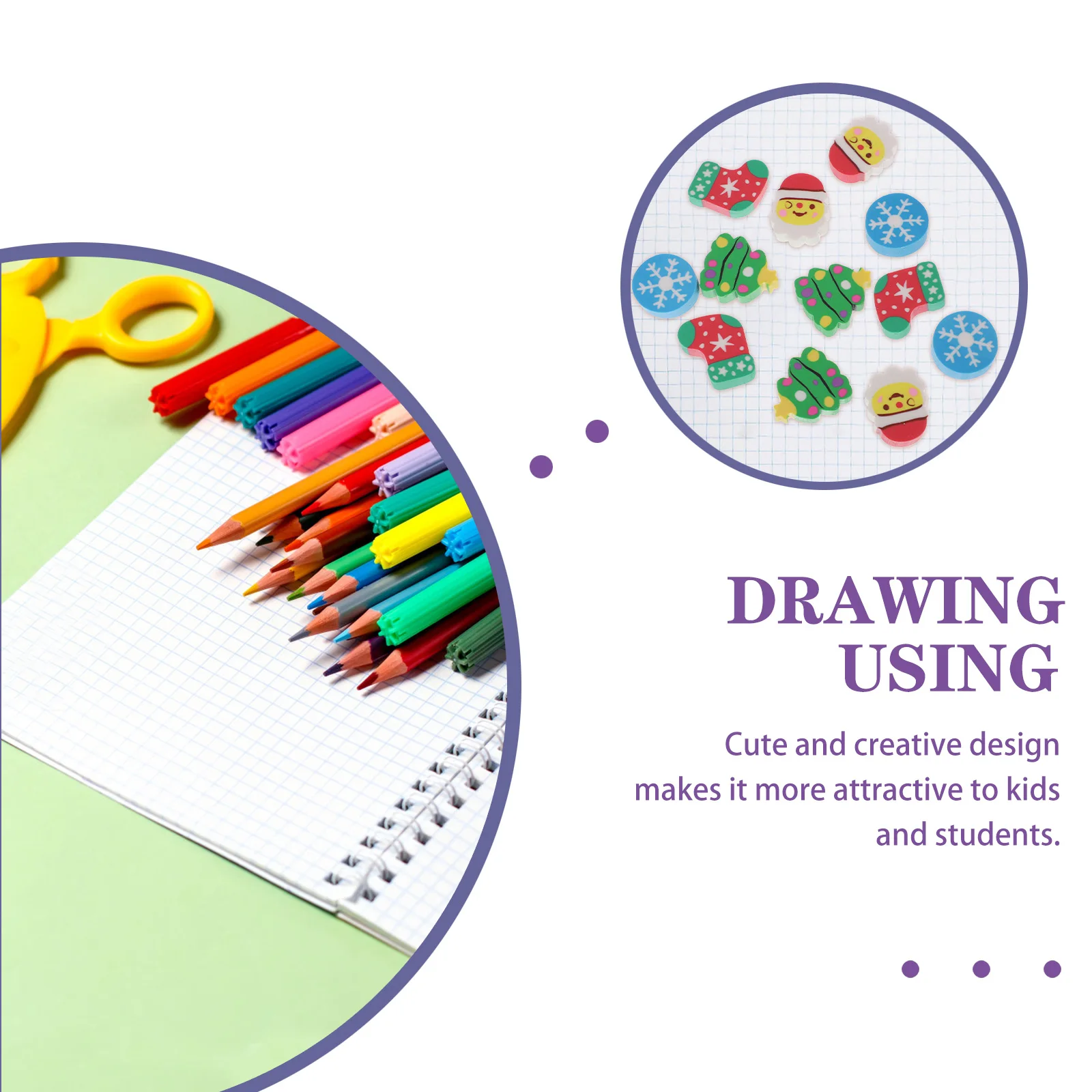 

3 Boxes Christmas Stationery Rubber Cartoon Eraser Pencil Erasers Creative Presents