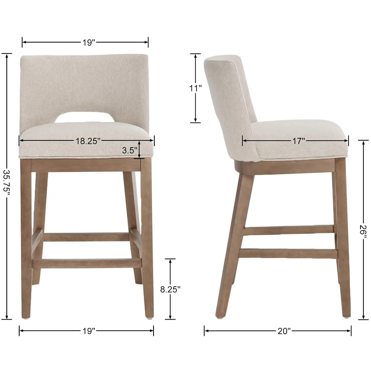Beige Bar Stools 2-Pack 26