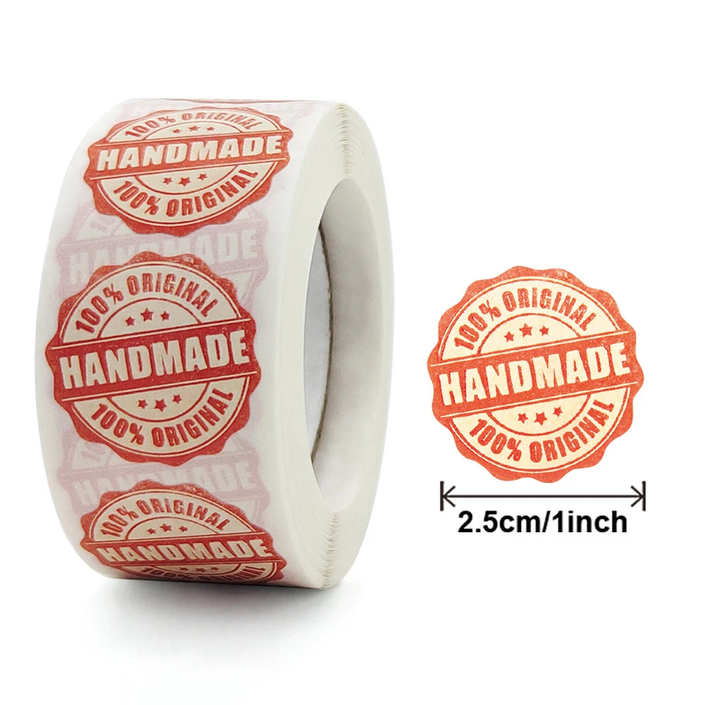Red Handmade Stickers Heart 1in Wedding Stickers 50-500pcs Labels For Party Favors Decoration Envelope Seals Stationery Stickers