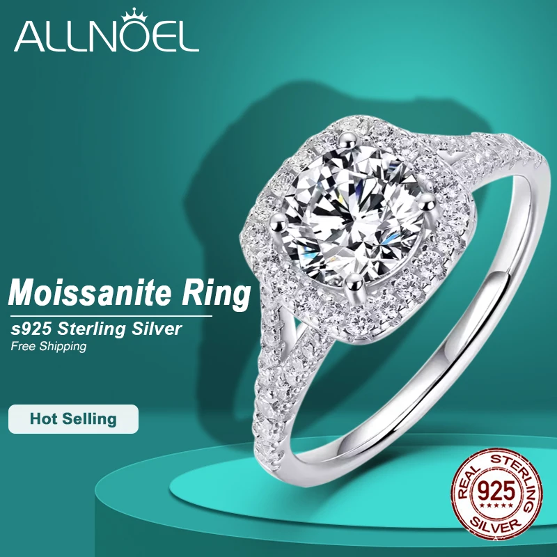 

ALLNOEL Moissanite Ring 925 Sterling Silver or Woman Cushion Cut Wedding Engagement Gift for Mom Wholesale With GRA Certified