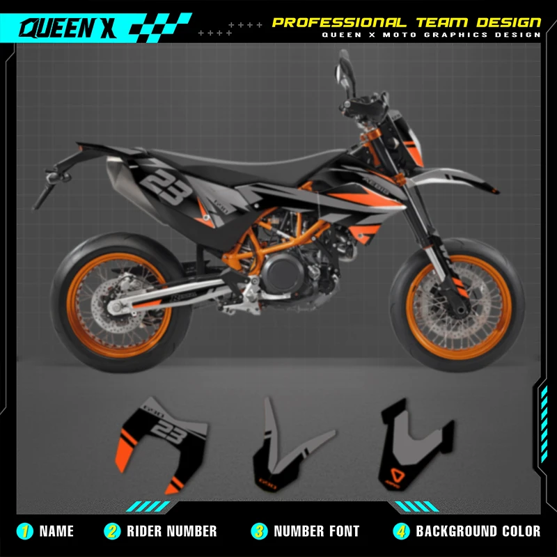 

Queen X MOTOR For KTM SMC-R 690 2012 2013 2014 2015 2016 2017 2018 Custom Team Motorcycle Graphics Decals Stickers Kit