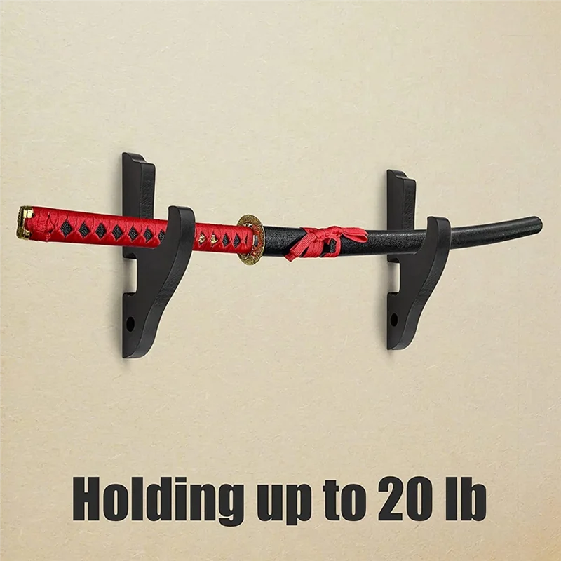 AT77 Sword Wall Mount 2/Set 1-Tier Hook Katana Holder Adjustable Display Hanger for Samurai Sword Tanto Rapier Cosplay Rack