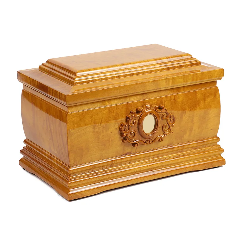 

[Factory direct sales] Small Shanghai gold silk nanmu high-grade wooden solid wood urn wholesale funeral supplies