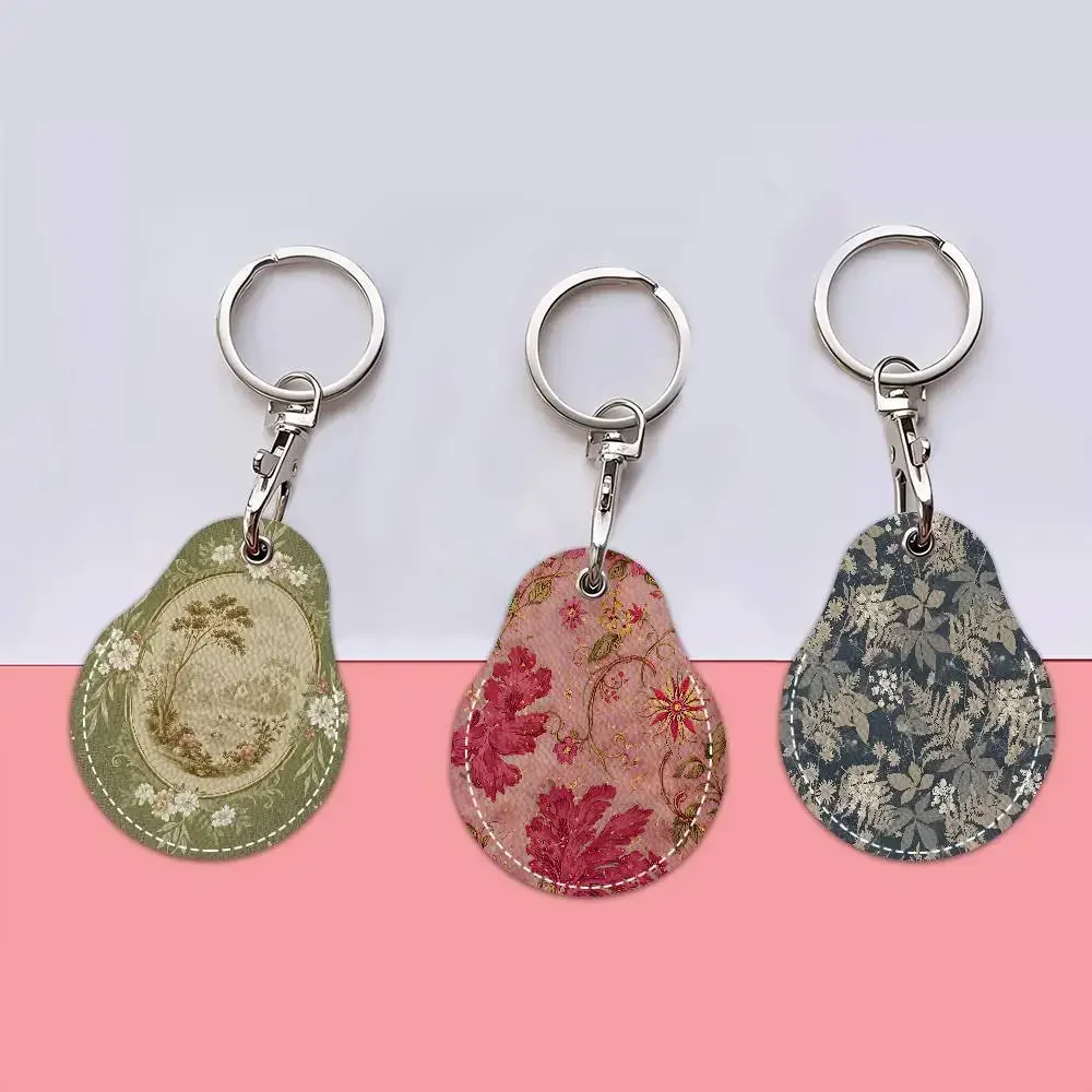 European Vintage Flower New Key Holder PU Leather Key Pouch Slim Housekeeper Key Access Entrance Guard Card Protecter Holder