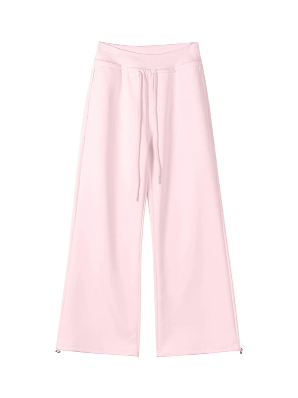 Luźne spodnie damskie z wysokim stanem i szerokimi nogawkami, letnie, codzienne, do ziemi, drapowane, w stylu lazy, streetwear, mieszanka bawełny.