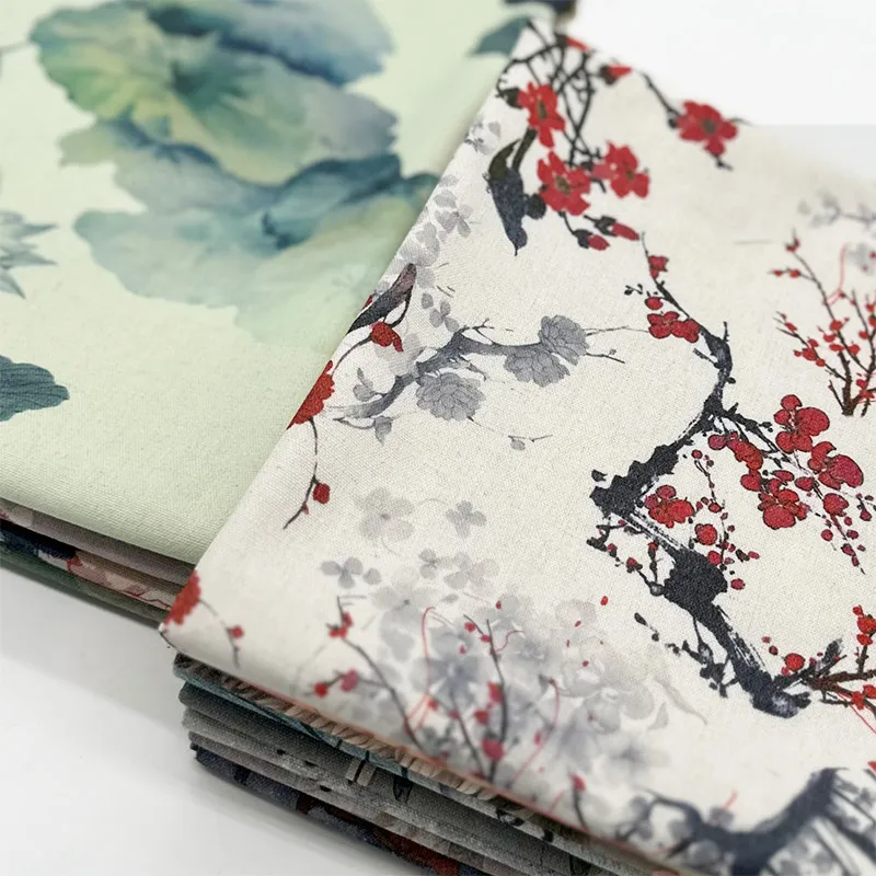 150x50cm Encrypted Cotton Linen Retro Chinese Ink Style Fabric For Tablecloths Door Curtains Handmade DIY Fabric TJ21880