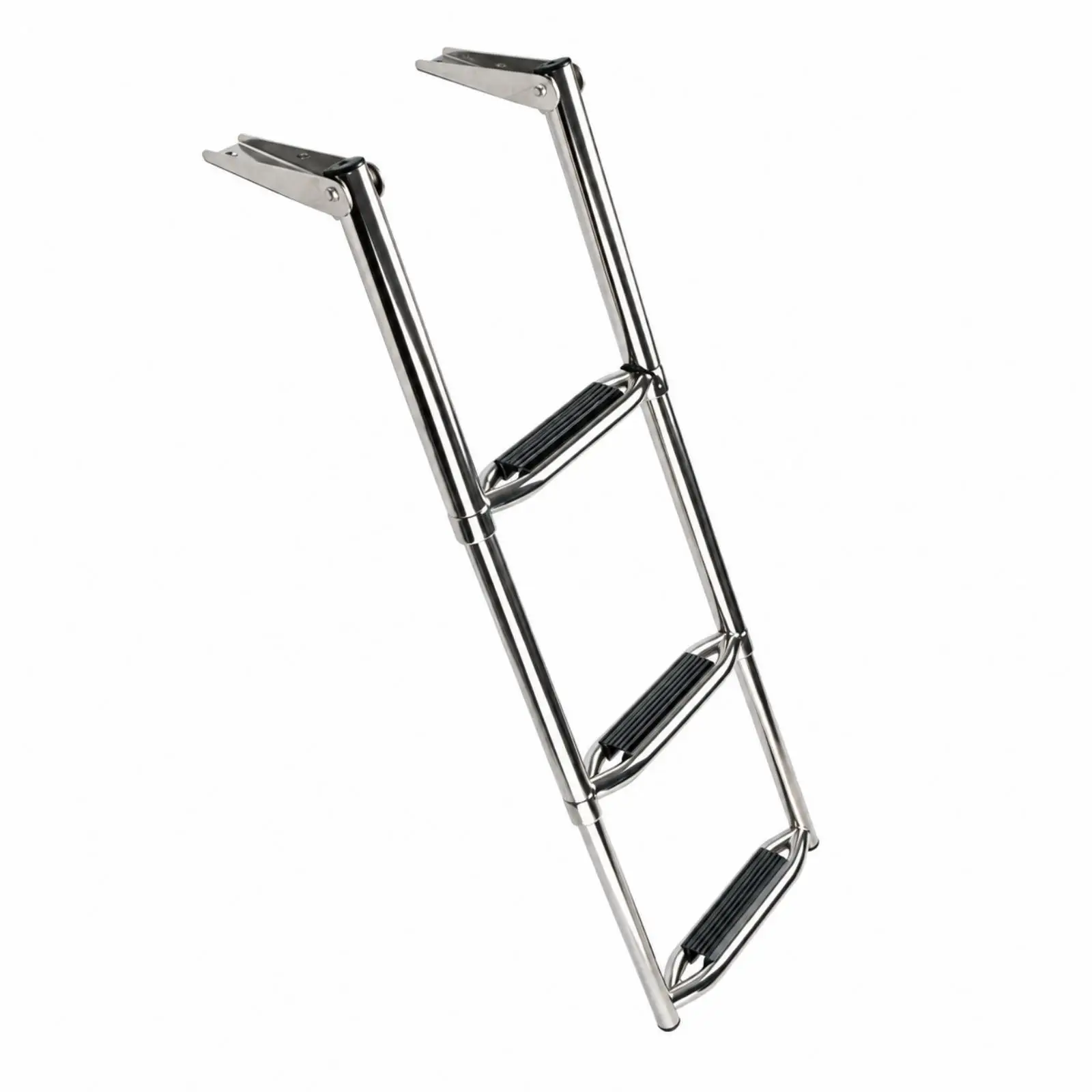 Marine Stainless Steel Folding Ladder 3 Section Step Collapsible Boarding Ladder for Boat Yacht Pontoon Deck
