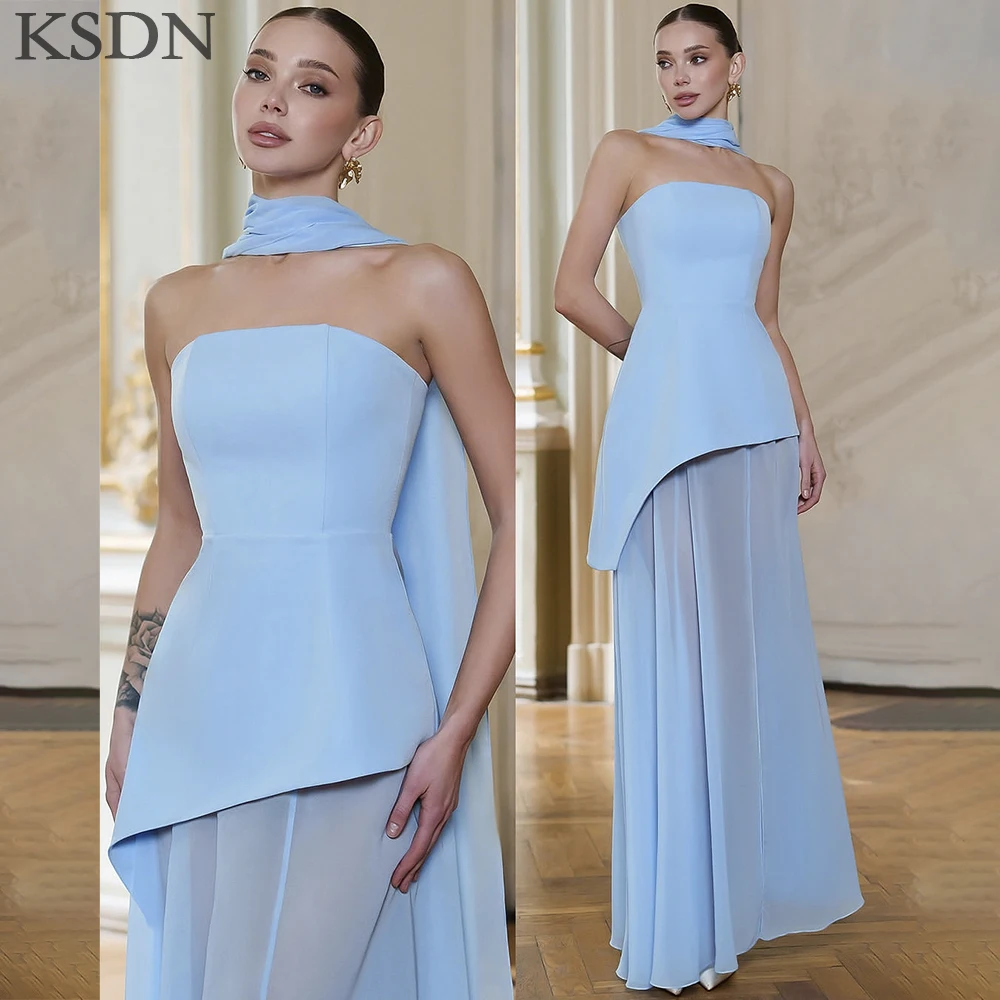 

Luxury Dubai Evening Dresses Chiffon Strapless Illusion Floor Length Dress Customzied High Quality Gowns Vestidos 2025