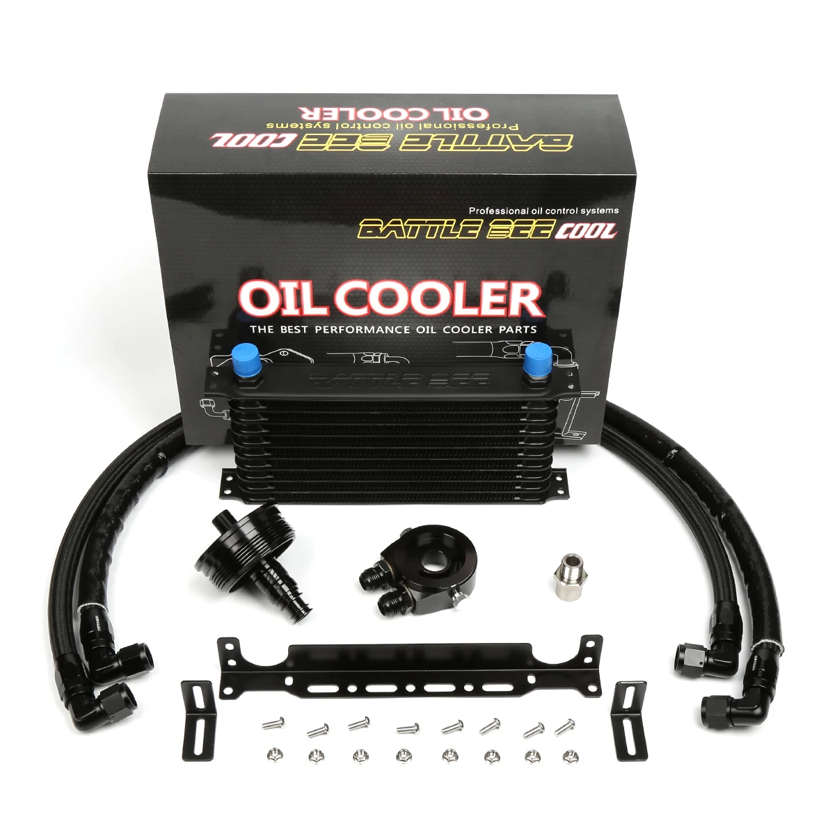 10-Row BB-OCK-118 BATTLE BEE Engine Oil Cooler Kit For BMW E87 N46B20 Engine Oil Filter Housing Cooler