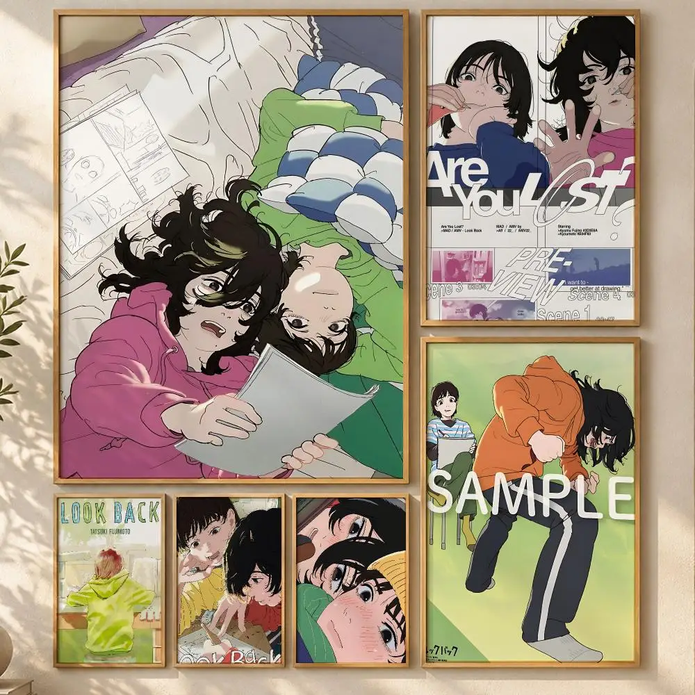 Refined Anime Look Back Poster Art  Self-Adhesive No Glue Dorm Wall  Waterproof Coffee House Art Sticker