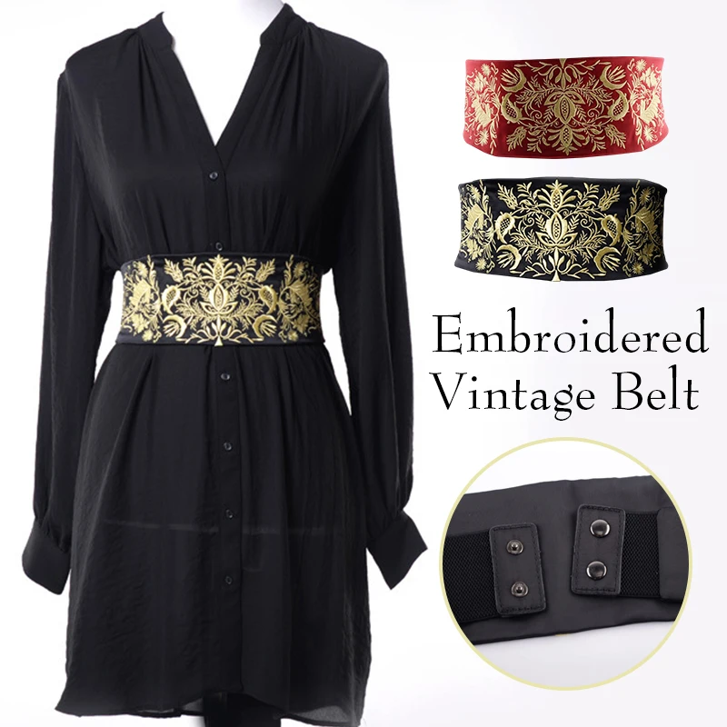 

Japanese Retro Traditional Clothing Kimono Wide Belt Embroidered Women Sash Tie Corset Belt Yukata Kimono Dress Obi Waistband