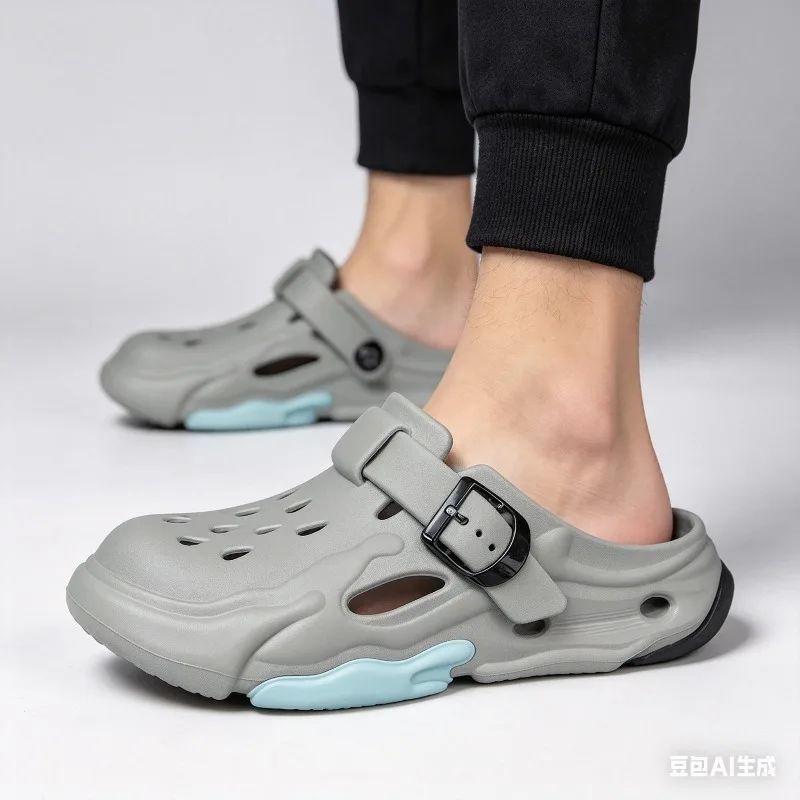 

Summer Men's Thick-Soled Non-Slip Breathable Toe-Cap Sandals Casual Beach Slippers